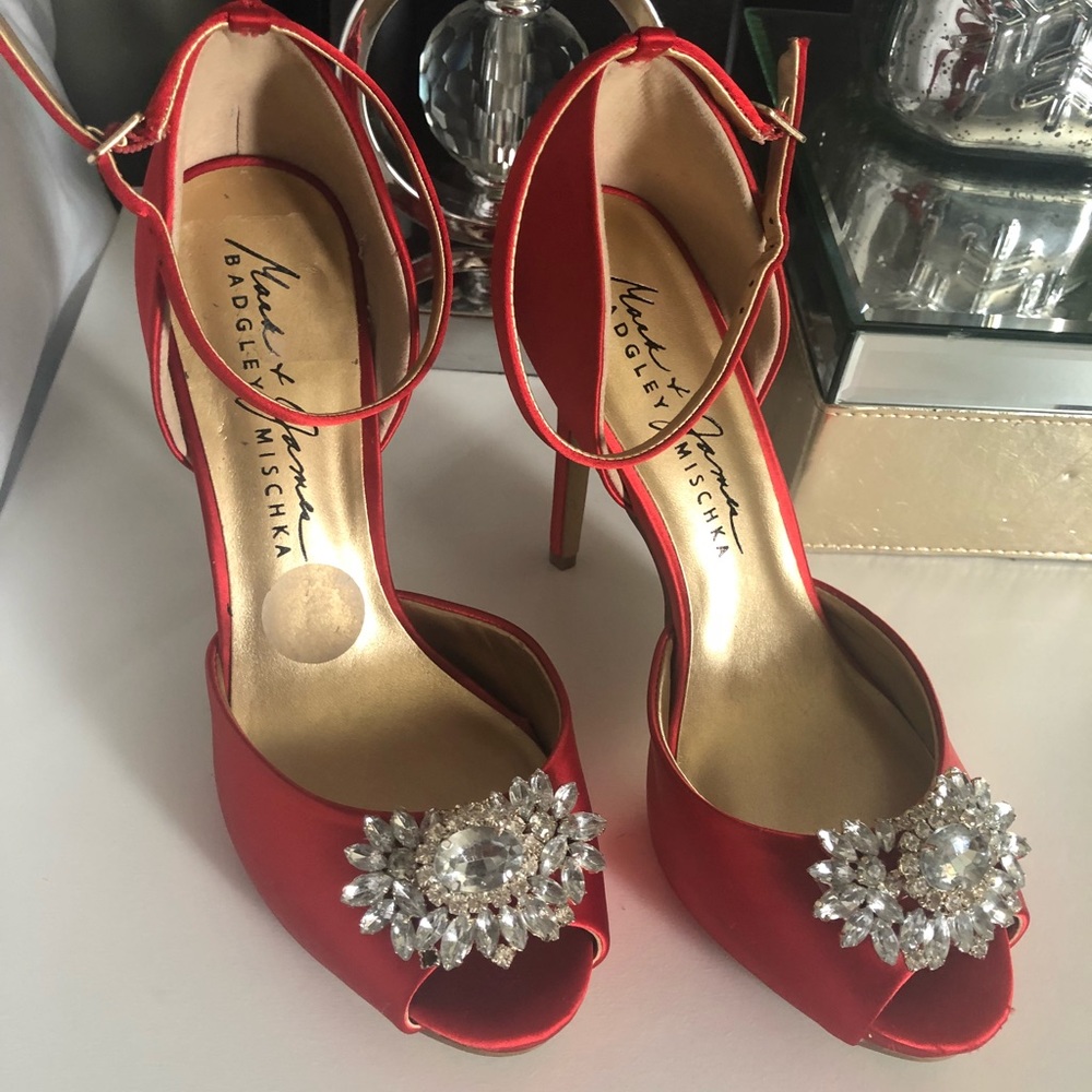 Red rhinestone heels